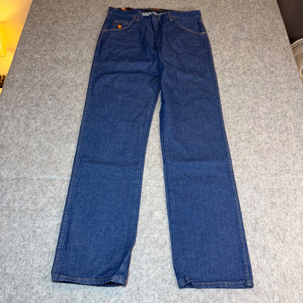 Wrangler FR Flame Resistant Regular Fit Jeans Indigo Blue FR47MLW 35x34 NWT